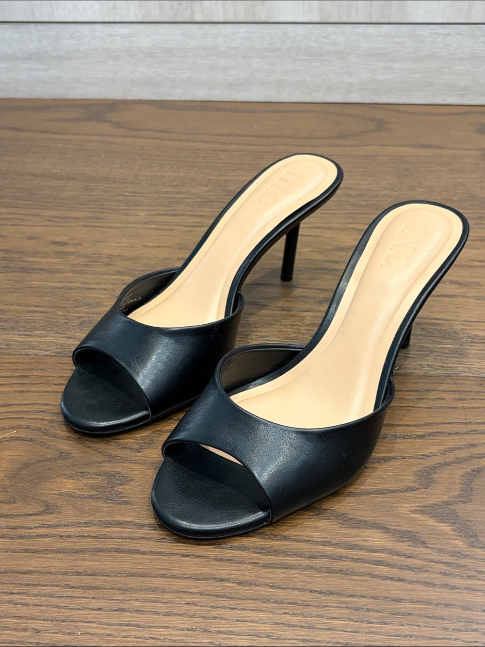 INC Black Open-Toe Mule Heels - Women's Elegant Slide Sandals 6